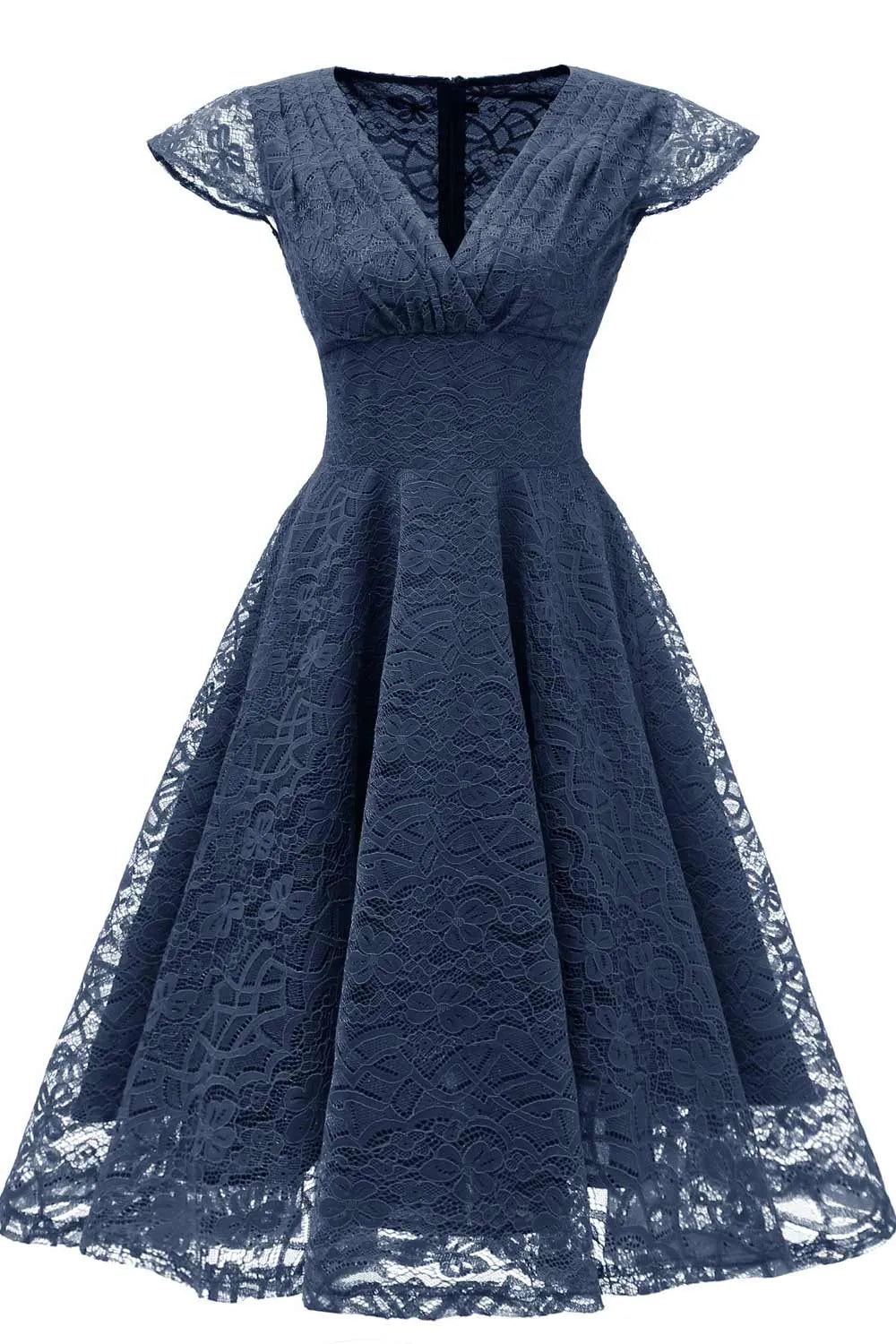 Vintage Romantic A-Line V-Neck Cap Sleeve Lace Pink Short Homecoming Dress