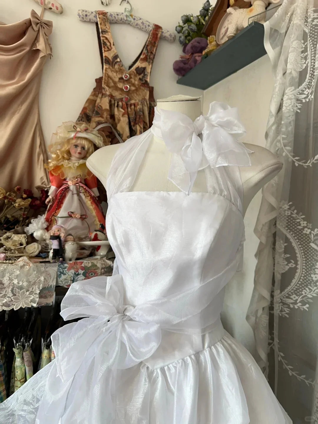 Vintage White Tulle Halter A Line Short Evening Dress Short Party Dress Homecoming Dress