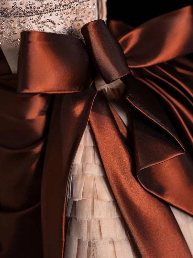 Vintage Satin With Beaded Strapless Sleeveless A Line Evening Dress Vintage Prom Gown