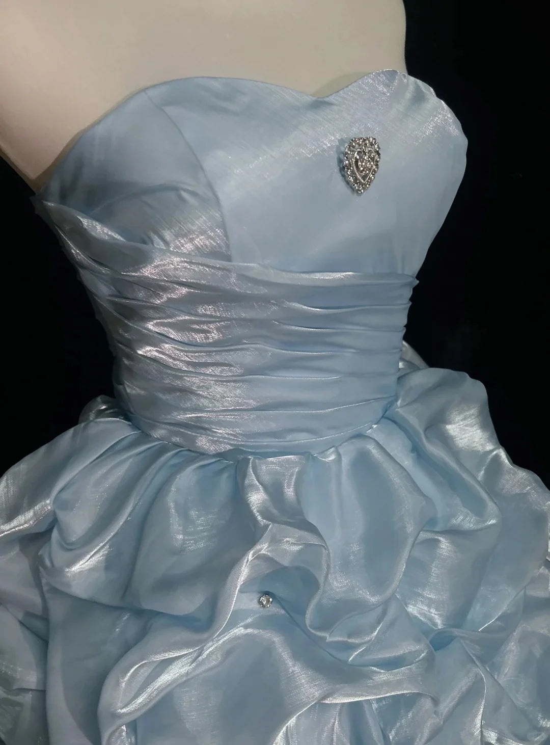 Vintage Sky Blue Tulle Pleated A Line Short Birthday Outfit Evening Party Dress Homecoming Dress