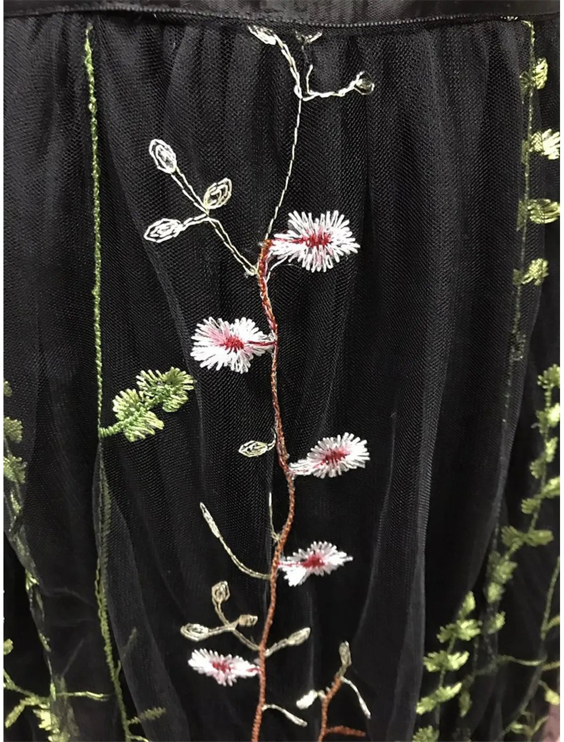 Whimsical A-Line V-Neck Sleeveless Floral Black Maxi Prom Dress for Women Ready to Ship