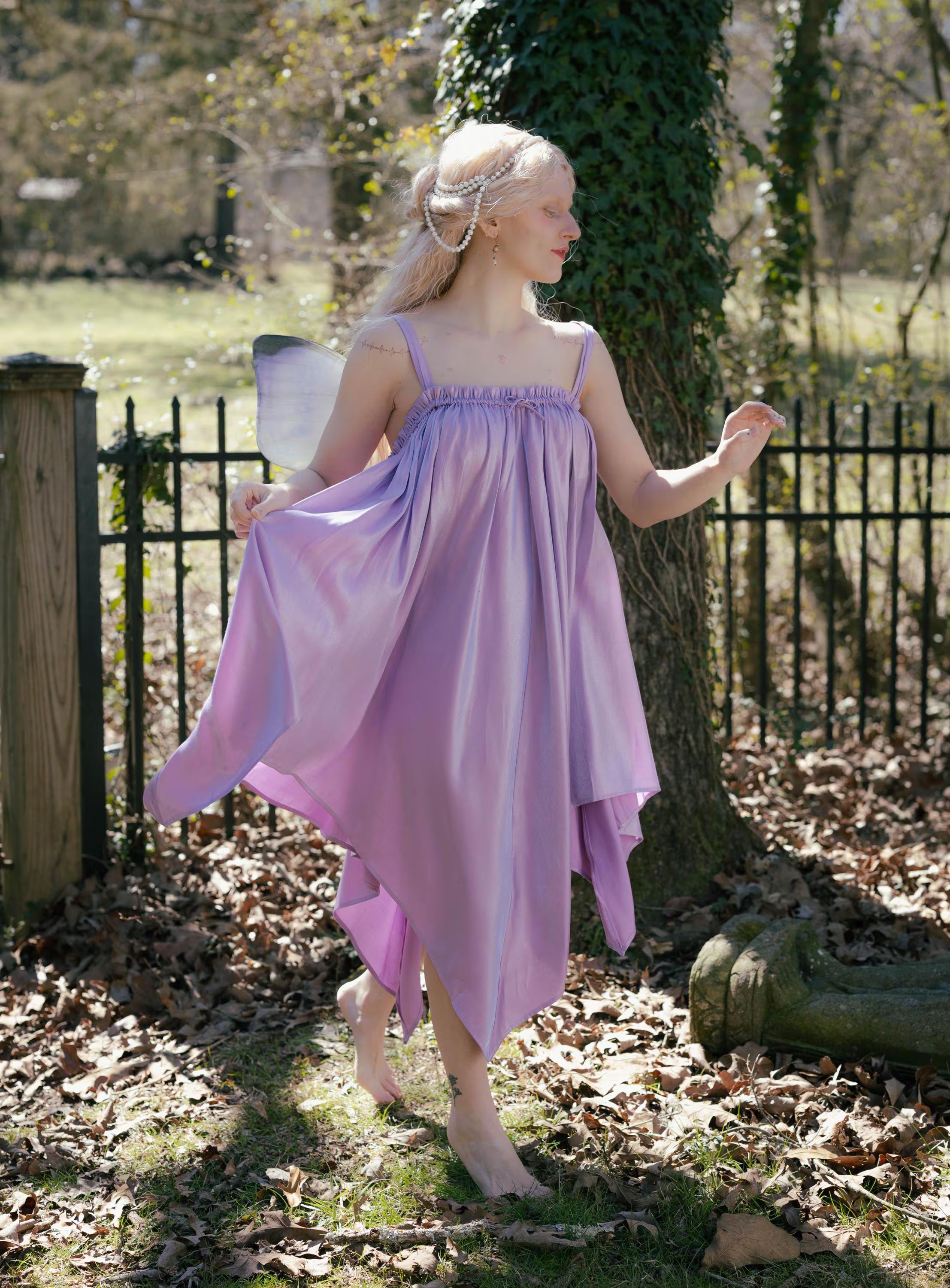 Whimsical A-Line Straight Neck Asymmetrical Tie-Back Lavender Short Homecoming Dresses