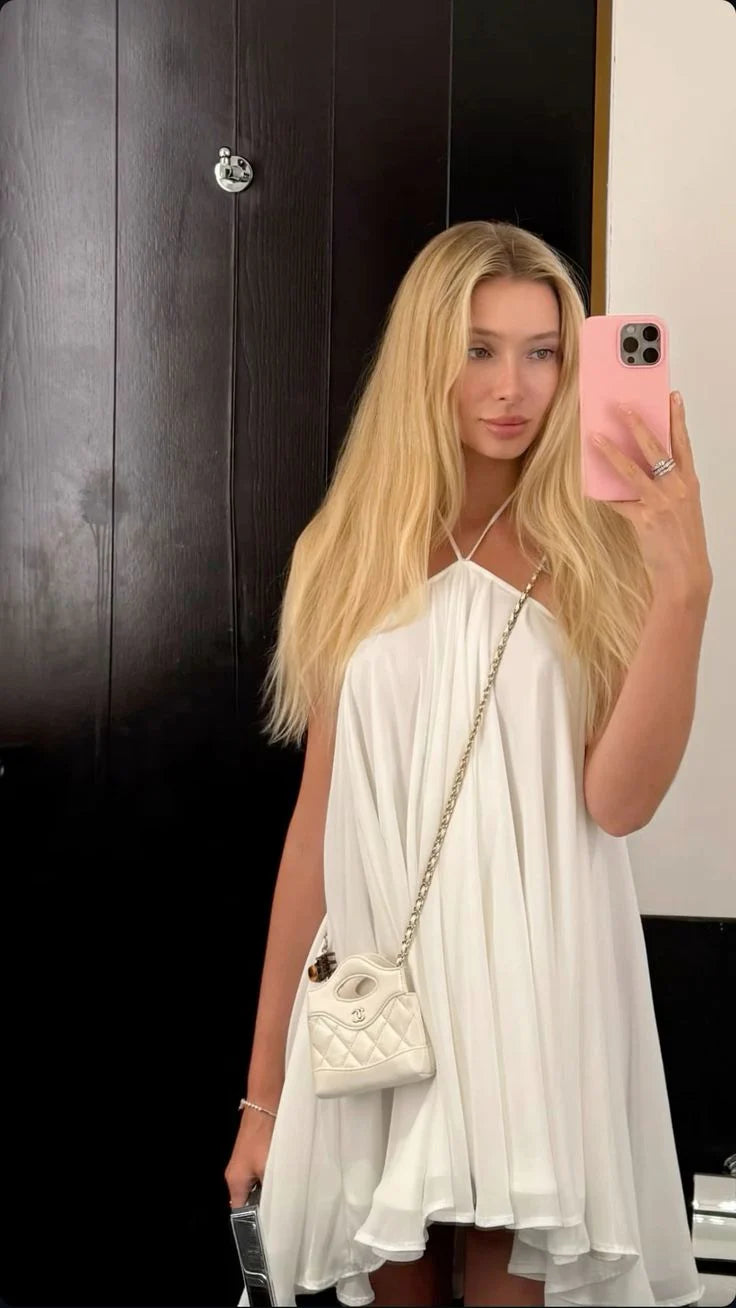 White Halter Spaghetti Straps Prom Dresses Short Party Dress Casual White Homecoming Dresses