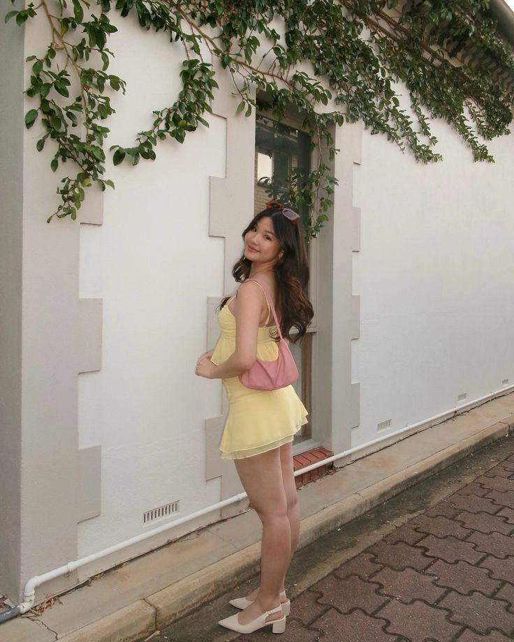 Yellow Chiffon Spaghetti Straps Short Two Piece Party Dress Dress Cheap Chiffon Homecoming