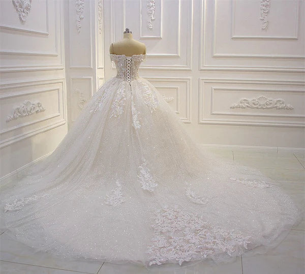 Ball Gown Off The Shoulder Applique Floor Length Wedding Dresses