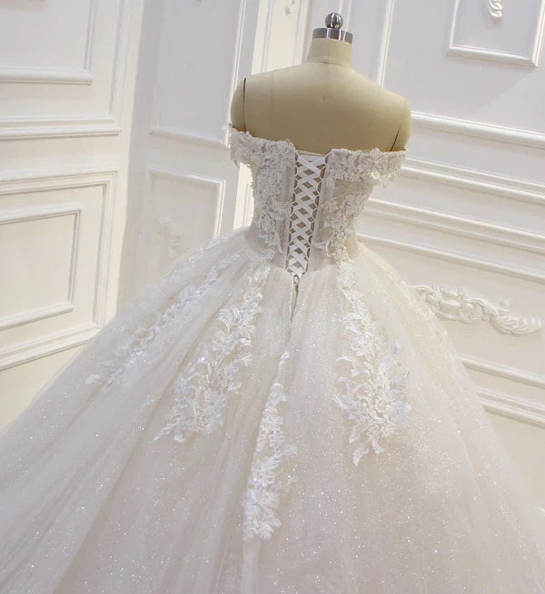 Ball Gown Off The Shoulder Applique Floor Length Wedding Dresses