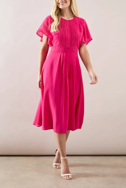 Petite Lace Trim Detail Cape Midi Mother Of The Bride Outfits Dress