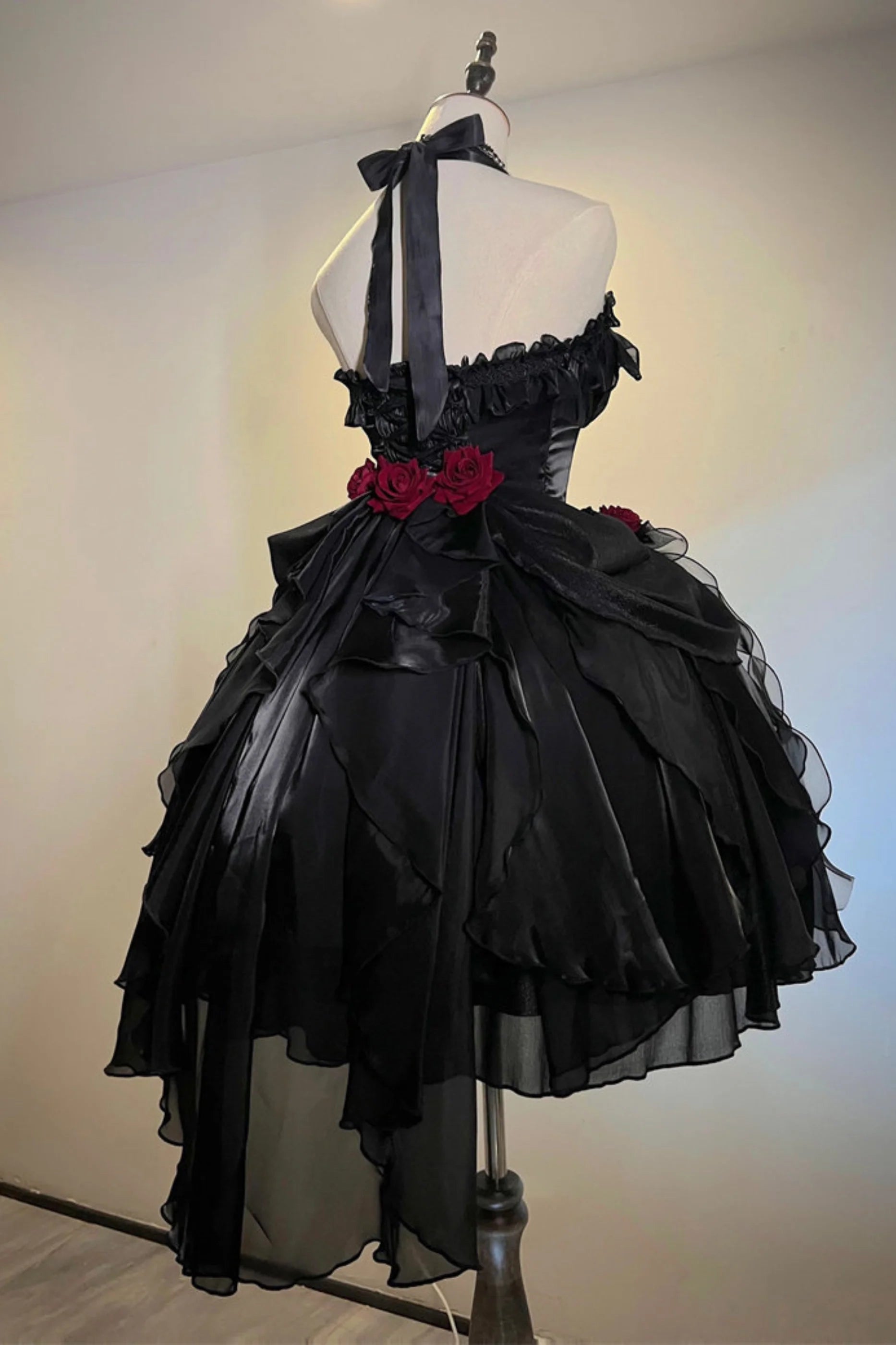 Retro Burgundy Tulle Halter Party Dress Prom Dresses Evening Dress Retro Ball Gown