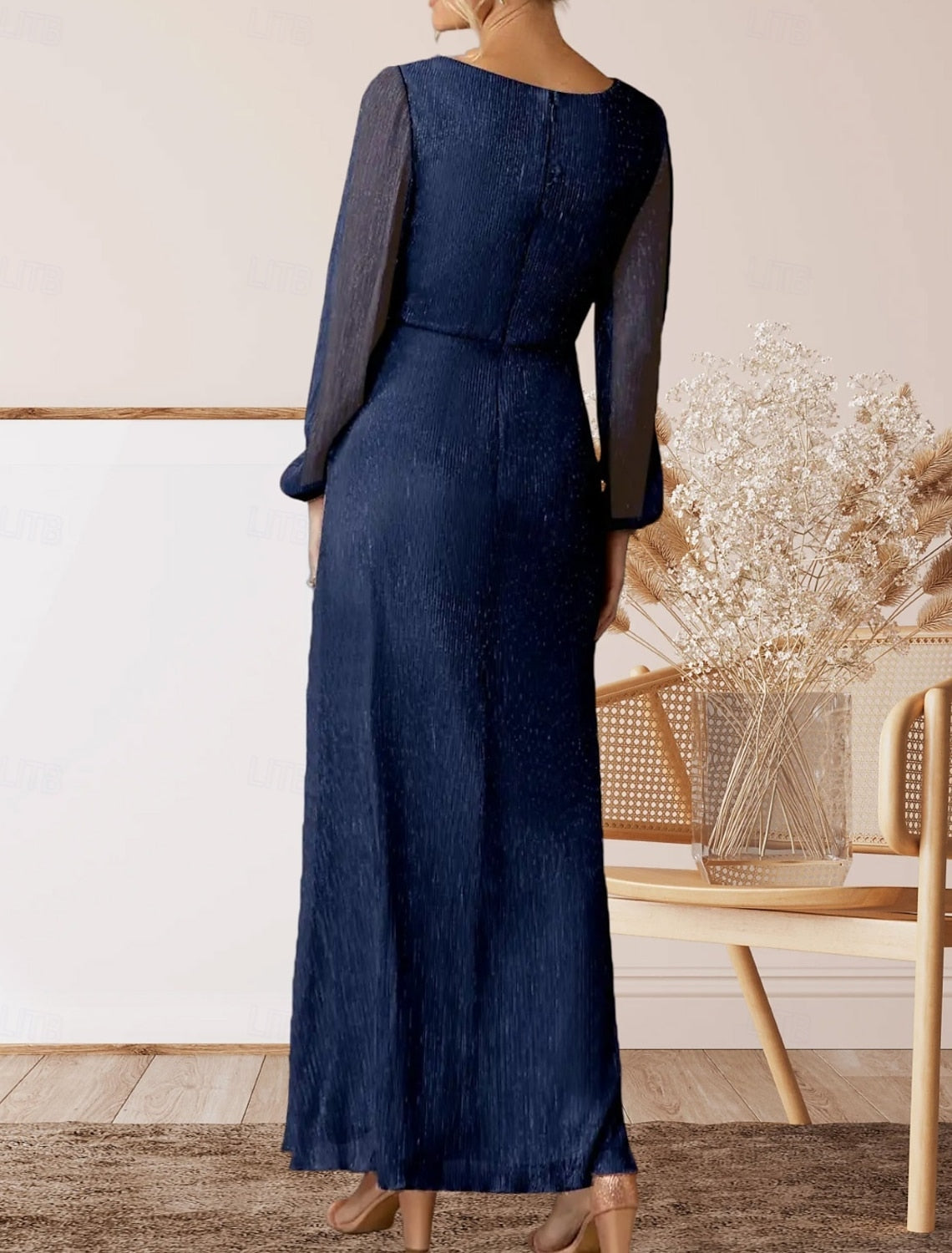 A-Line Mother of the Bride Dress Wedding Guest Elegant V Neck Floor Length Chiffon Long Sleeve with Pleats Ruching 2025