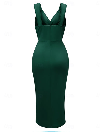 Graphic Sleeveless V Neck Bodycon Off The Shoulder Semi Formal Dress